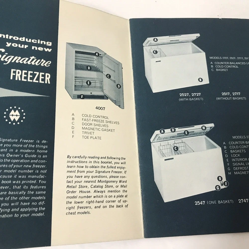Montgomery Ward Signature Freezer Instruction Booklet